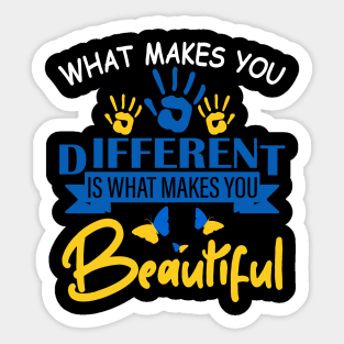 Different Makes You Beautiful Down Syndrome Awareness Women Sticker